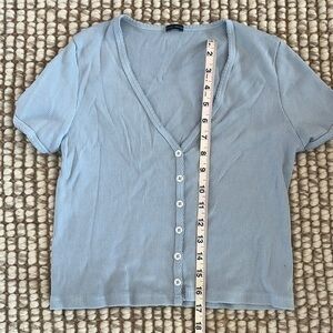 Brandy Melville light blue Henley T shirt